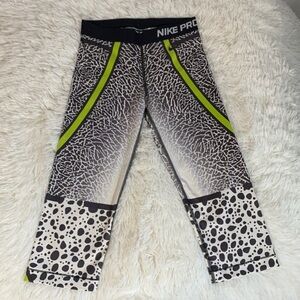 Nike Pro Black & White Animal Print Cropped Leggings